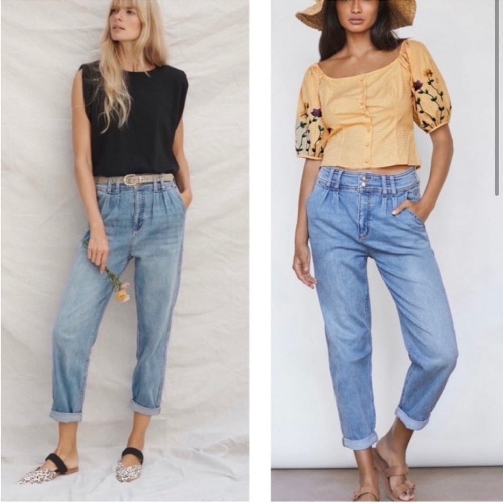 Anthropologie Pilcro Ultra High Rise Pleated Trouser Tapered Jeans